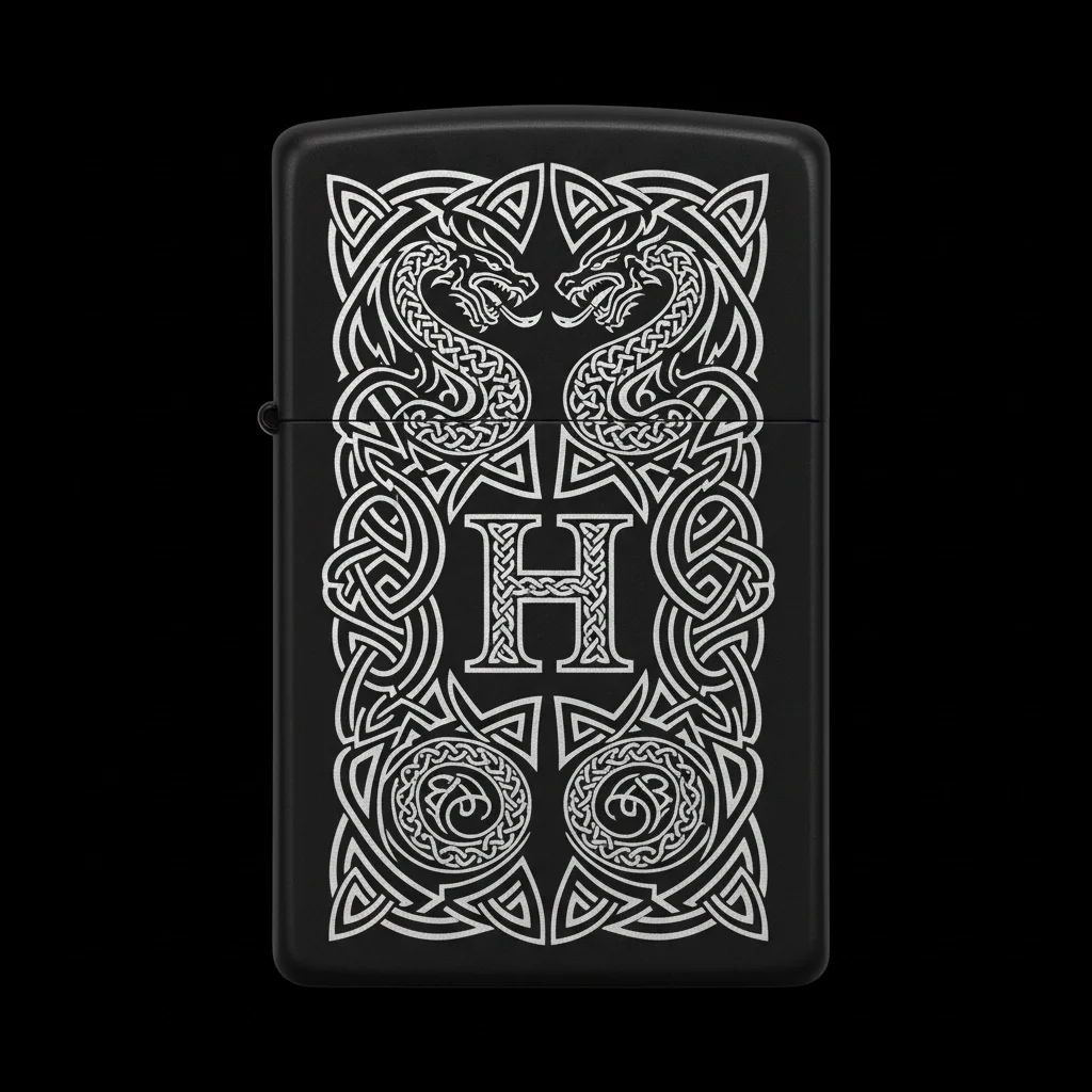 Zippo Ejderha Figürlü H Harfli Tasarım - V91