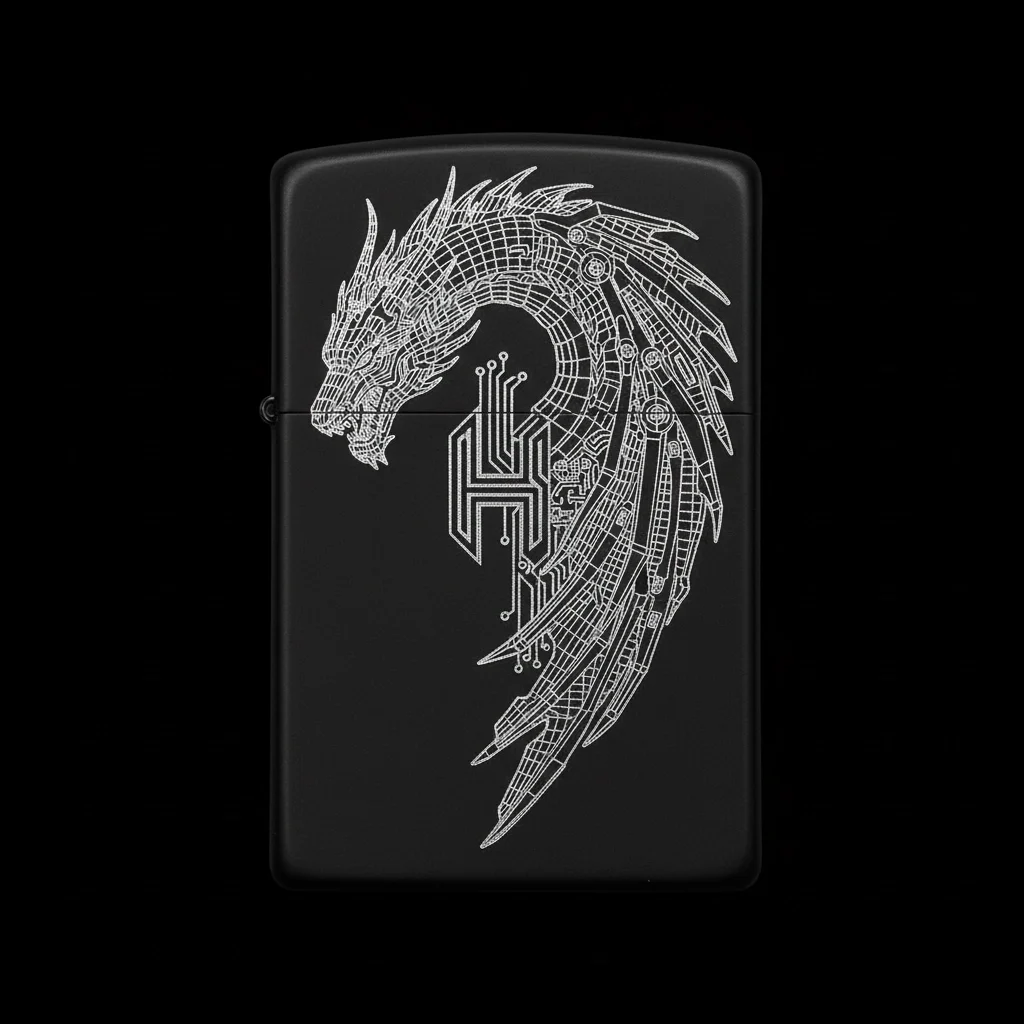 Zippo Ejderha Figürlü H Harfli Tasarım - V96
