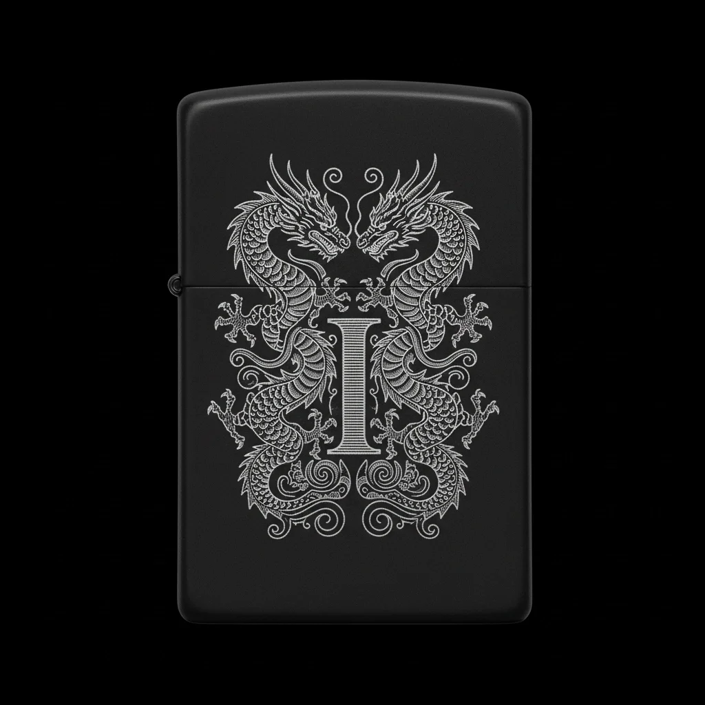 Zippo Ejderha Figürlü I Harfli Tasarım - V16