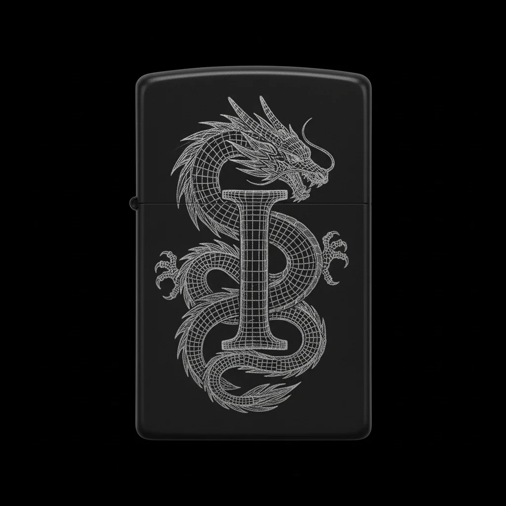 Zippo Ejderha Figürlü I Harfli Tasarım - V17