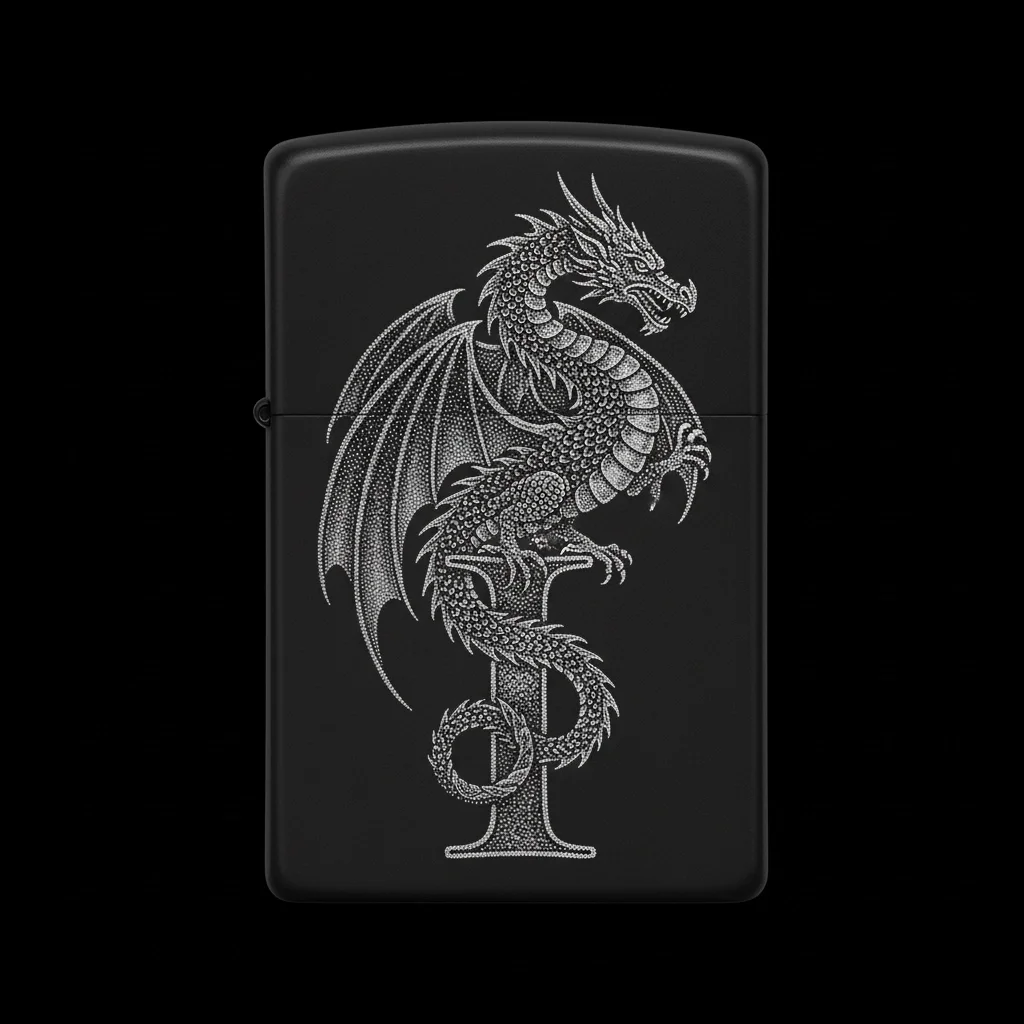 Zippo Ejderha Figürlü I Harfli Tasarım - V20