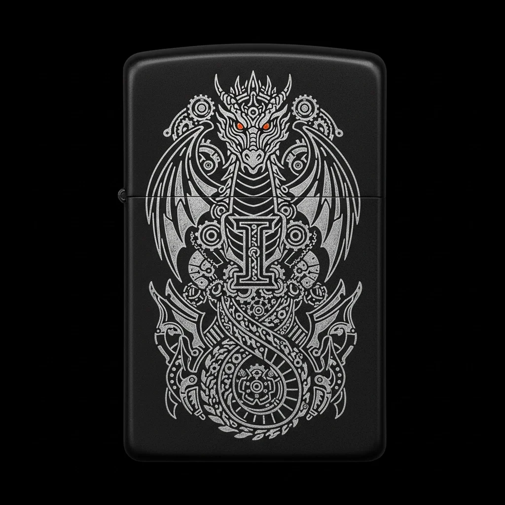 Zippo Ejderha Figürlü I Harfli Tasarım - V21