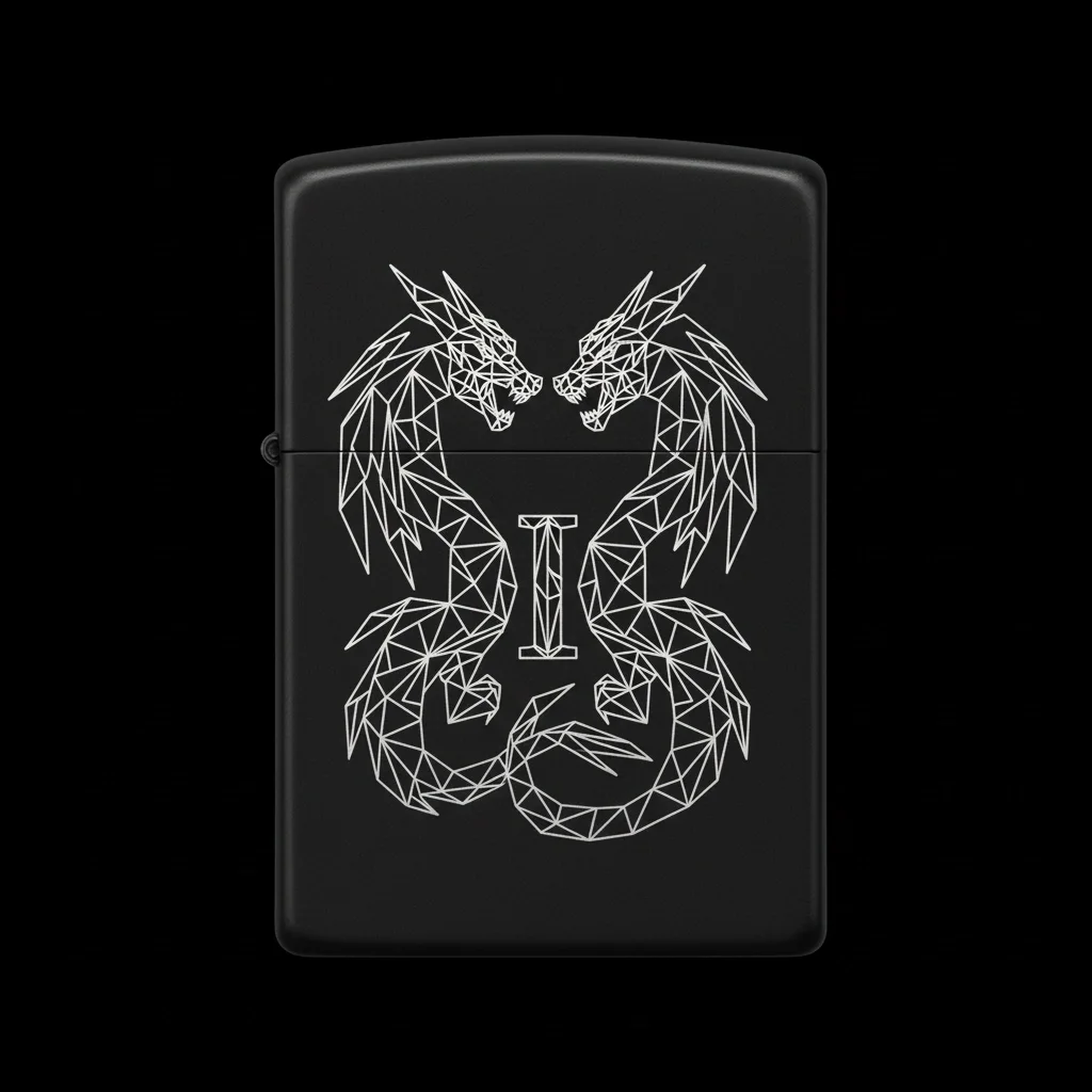 Zippo Ejderha Figürlü I Harfli Tasarım - V23