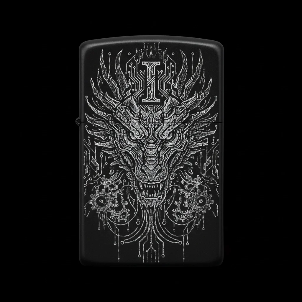 Zippo Ejderha Figürlü I Harfli Tasarım - V26