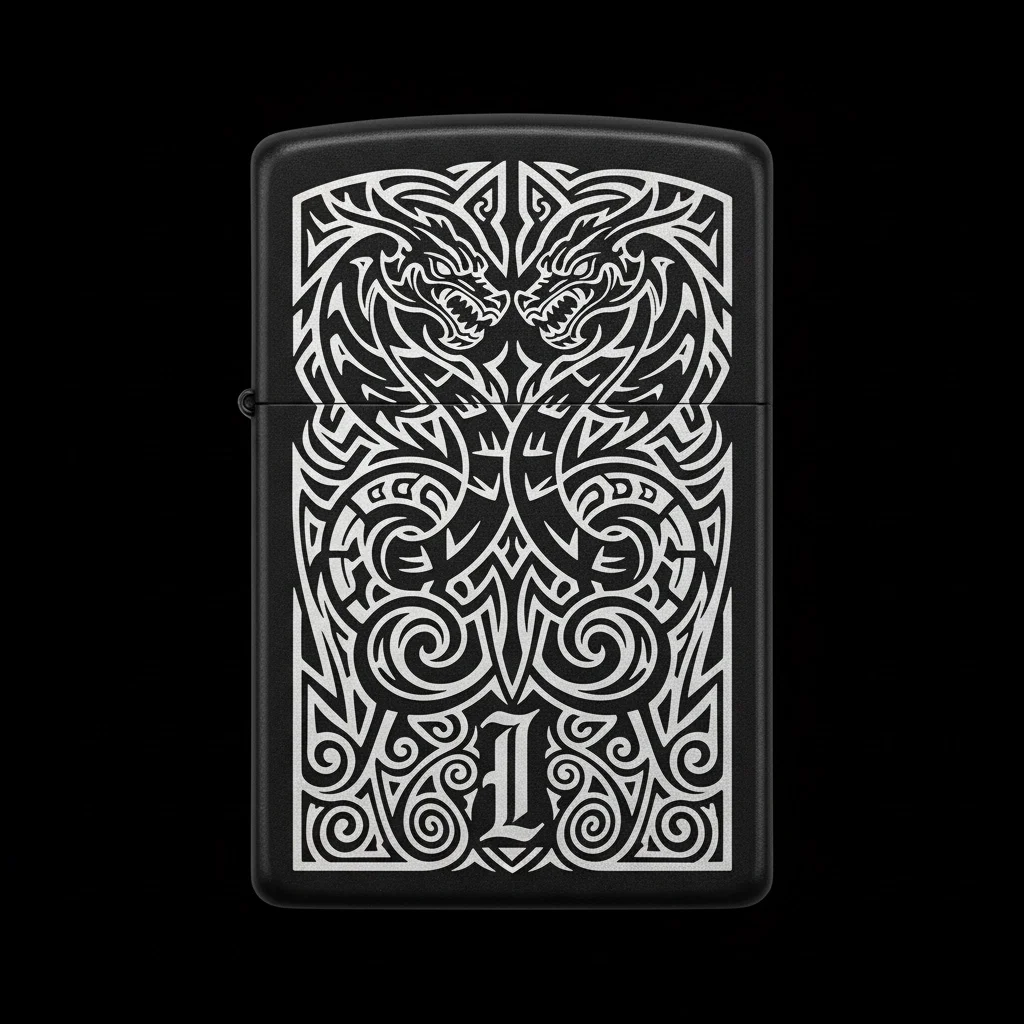 Zippo Ejderha Figürlü I Harfli Tasarım - V27