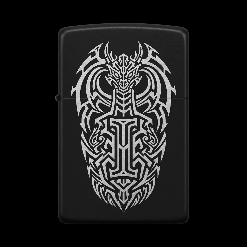 Zippo Ejderha Figürlü I Harfli Tasarım - V28