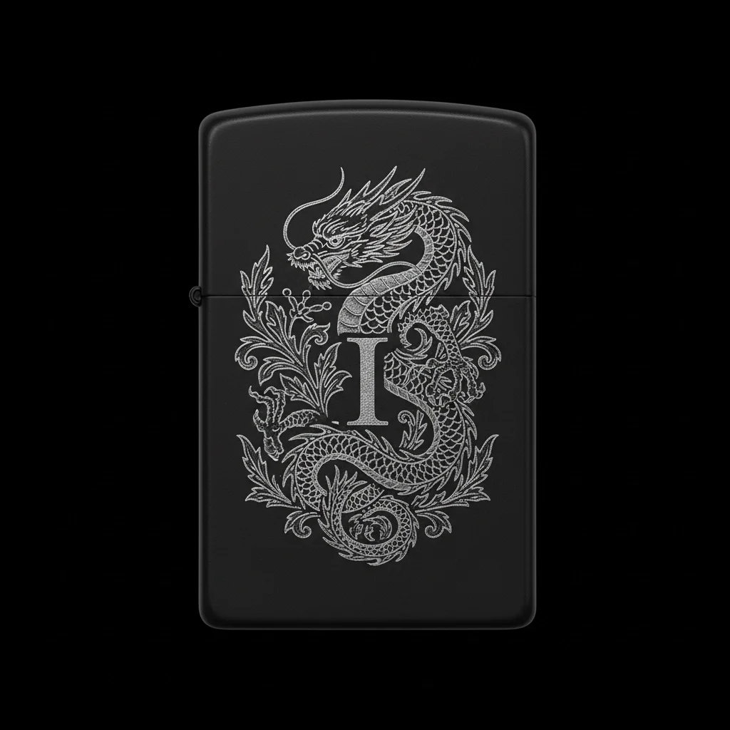 Zippo Ejderha Figürlü I Harfli Tasarım - V3