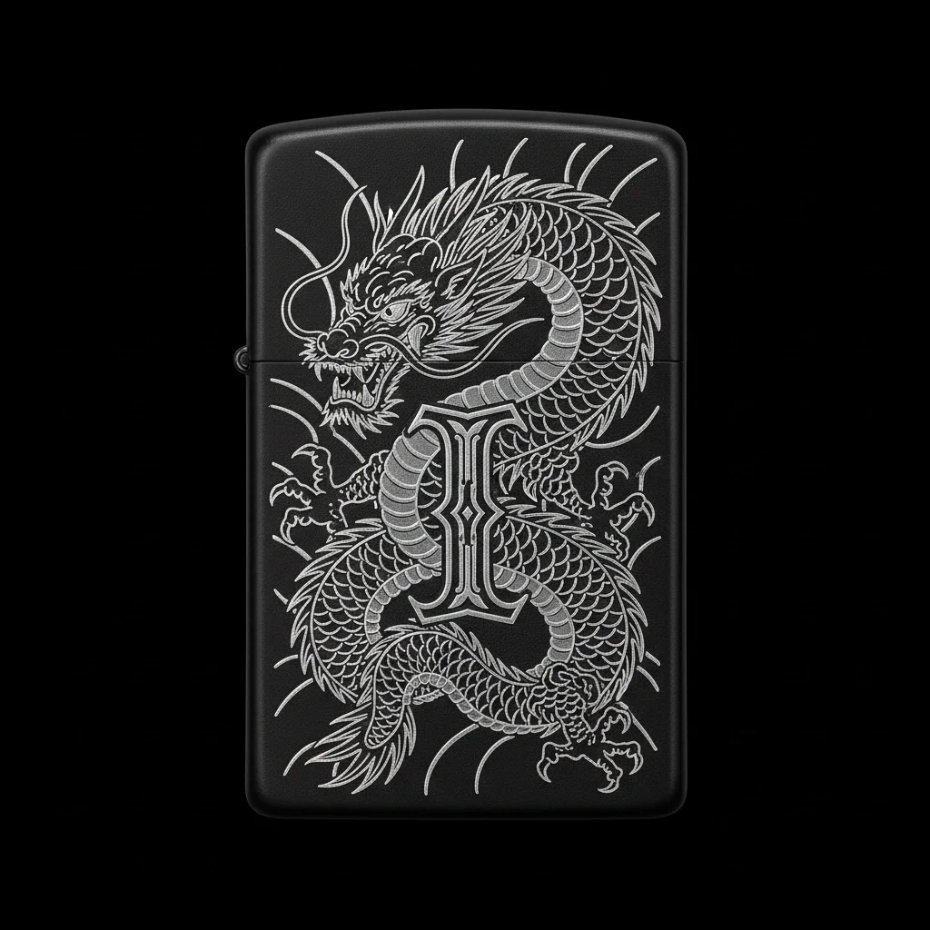 Zippo Ejderha Figürlü I Harfli Tasarım - V30