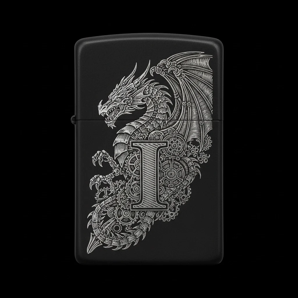 Zippo Ejderha Figürlü I Harfli Tasarım - V31