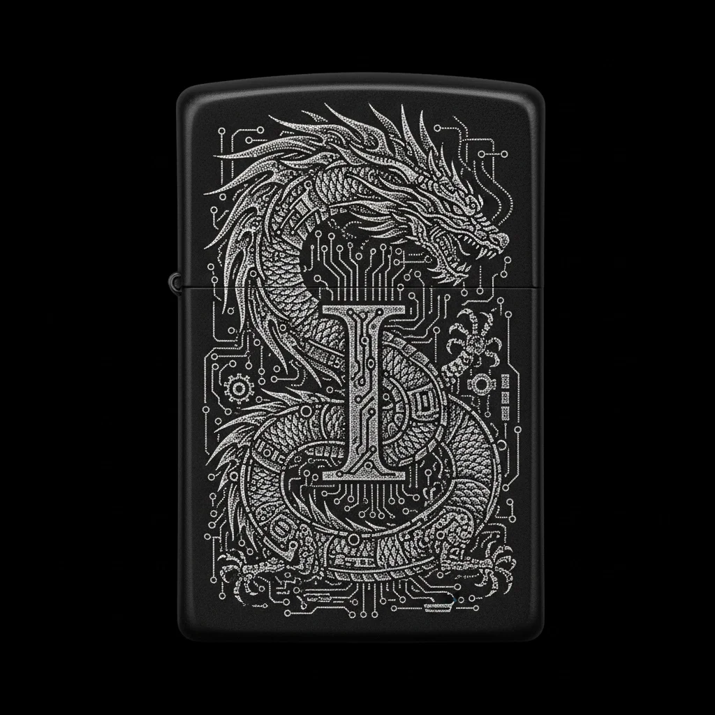 Zippo Ejderha Figürlü I Harfli Tasarım - V35