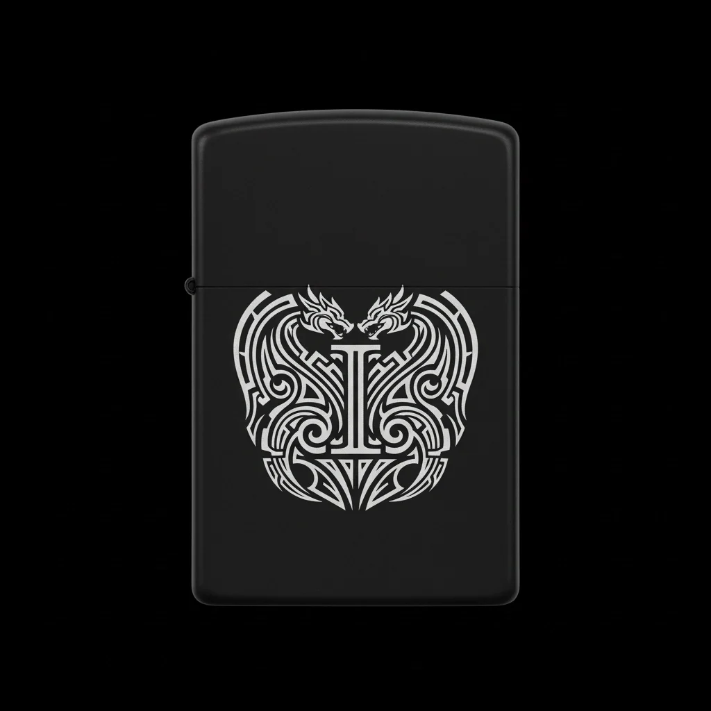 Zippo Ejderha Figürlü I Harfli Tasarım - V8