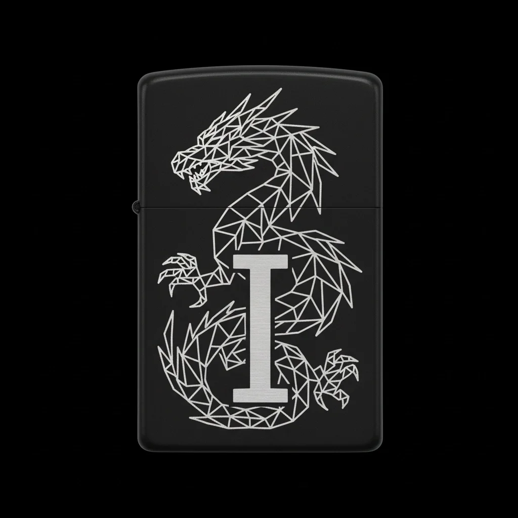 Zippo Ejderha Figürlü I Harfli Tasarım - V9