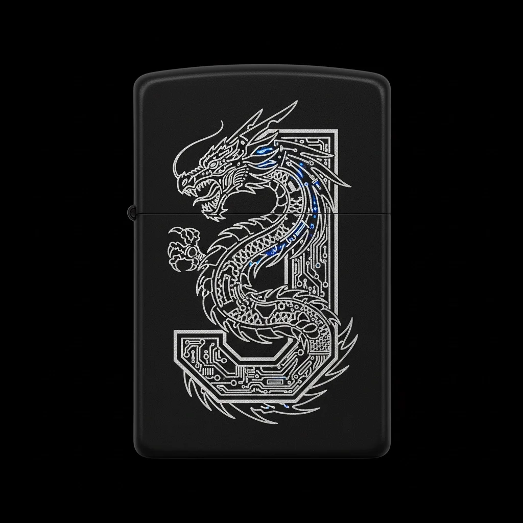 Zippo Ejderha Figürlü J Harfli Tasarım - V13