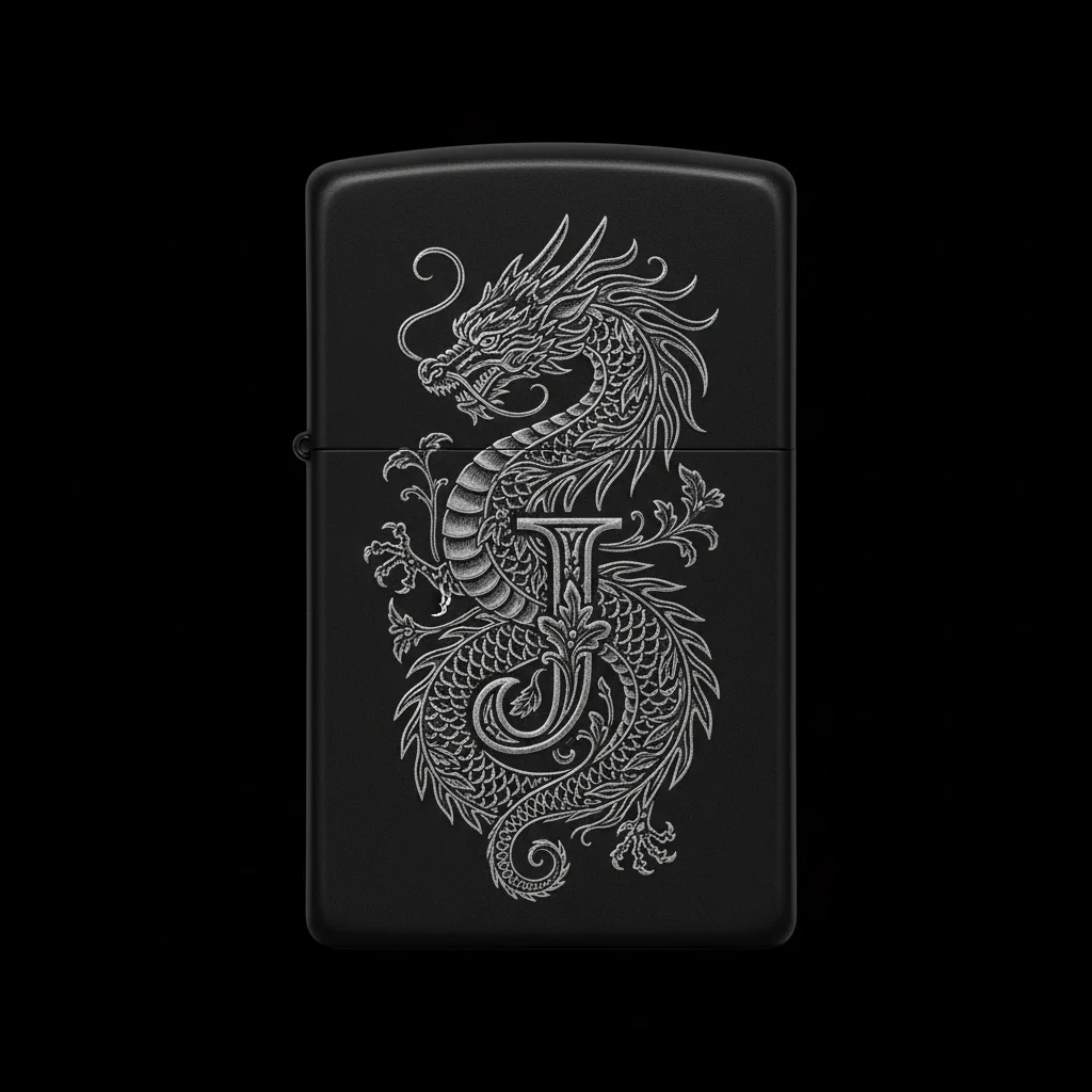Zippo Ejderha Figürlü J Harfli Tasarım - V21