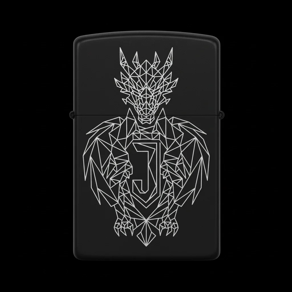 Zippo Ejderha Figürlü J Harfli Tasarım - V3
