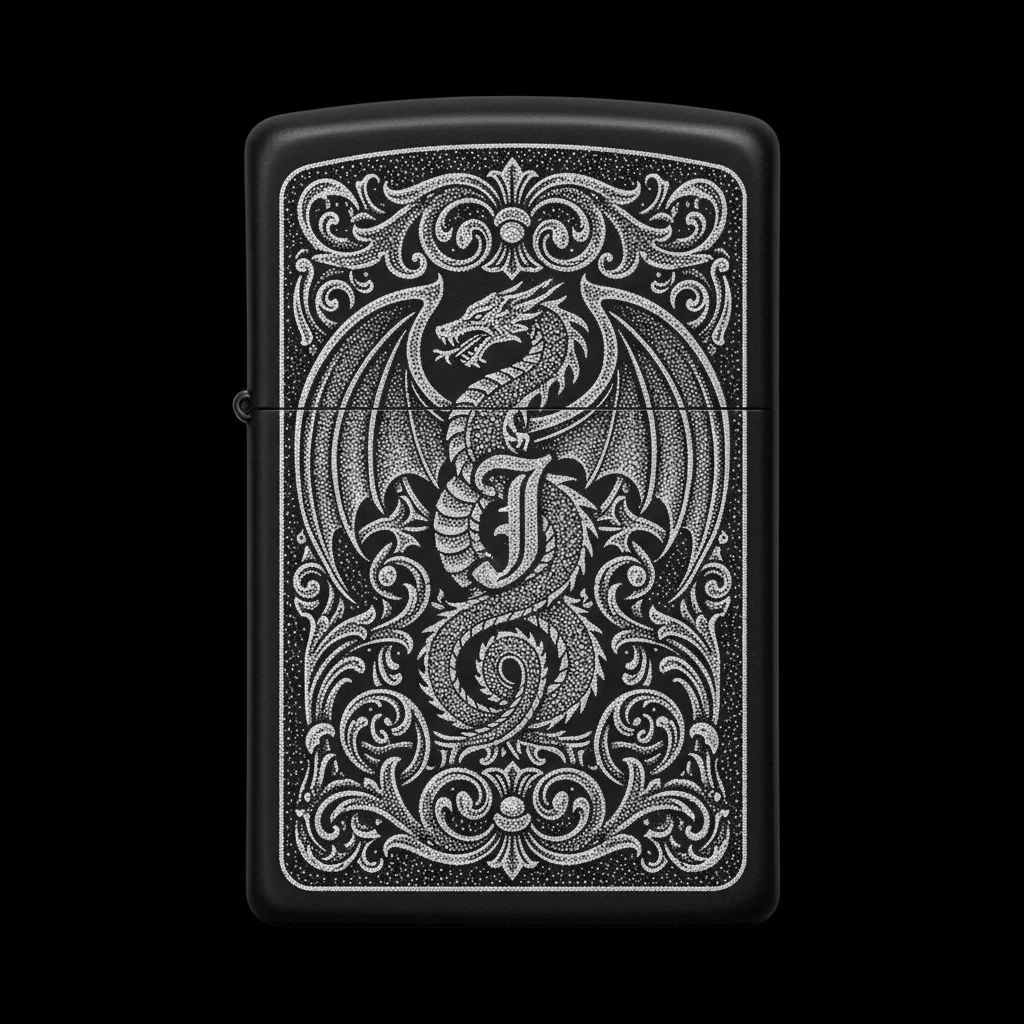 Zippo Ejderha Figürlü J Harfli Tasarım - V35