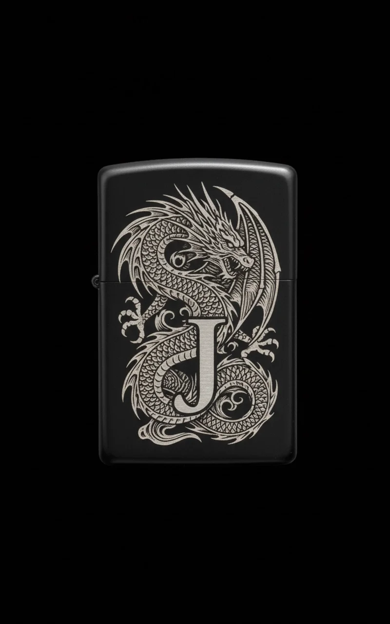 Zippo Ejderha Figürlü J Harfli Tasarım - V36