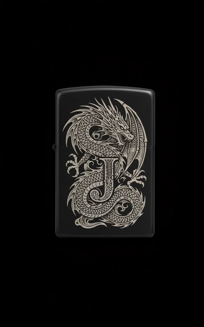 Zippo Ejderha Figürlü J Harfli Tasarım - V39