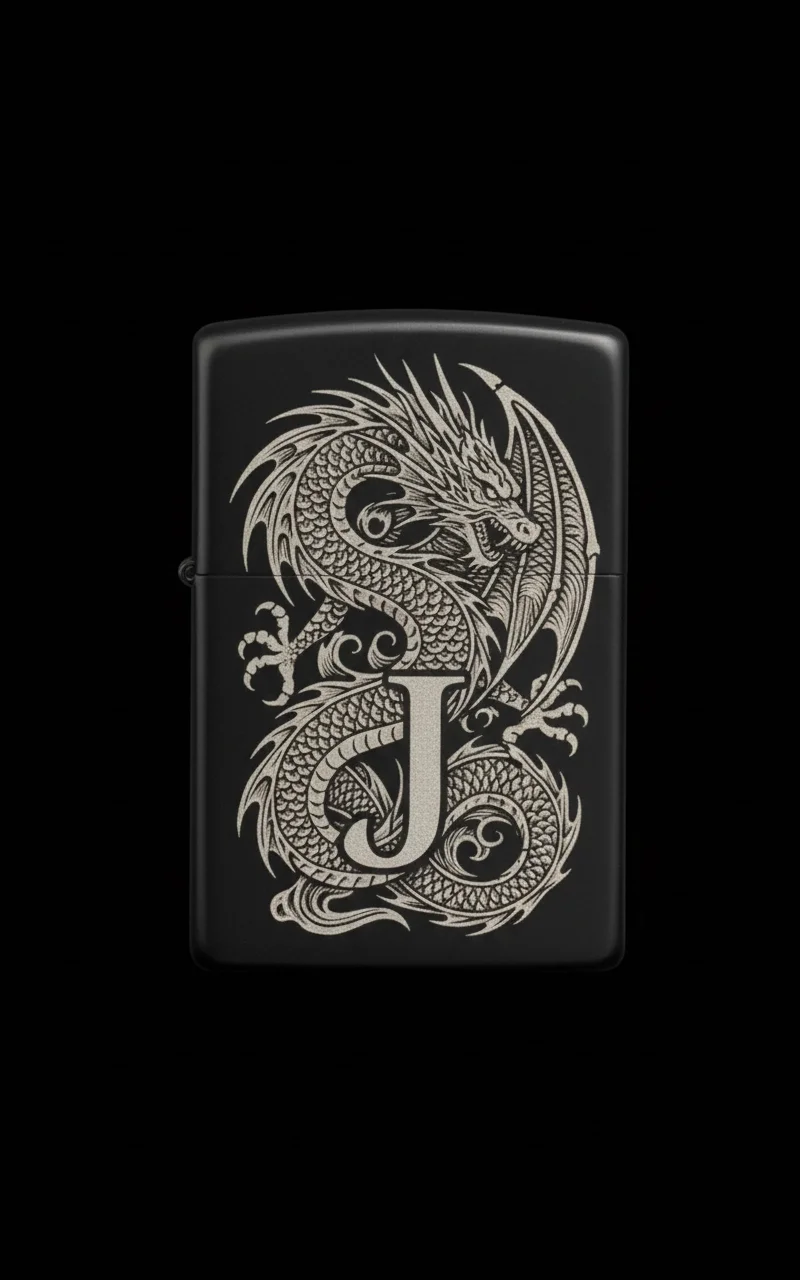 Zippo Ejderha Figürlü J Harfli Tasarım - V40