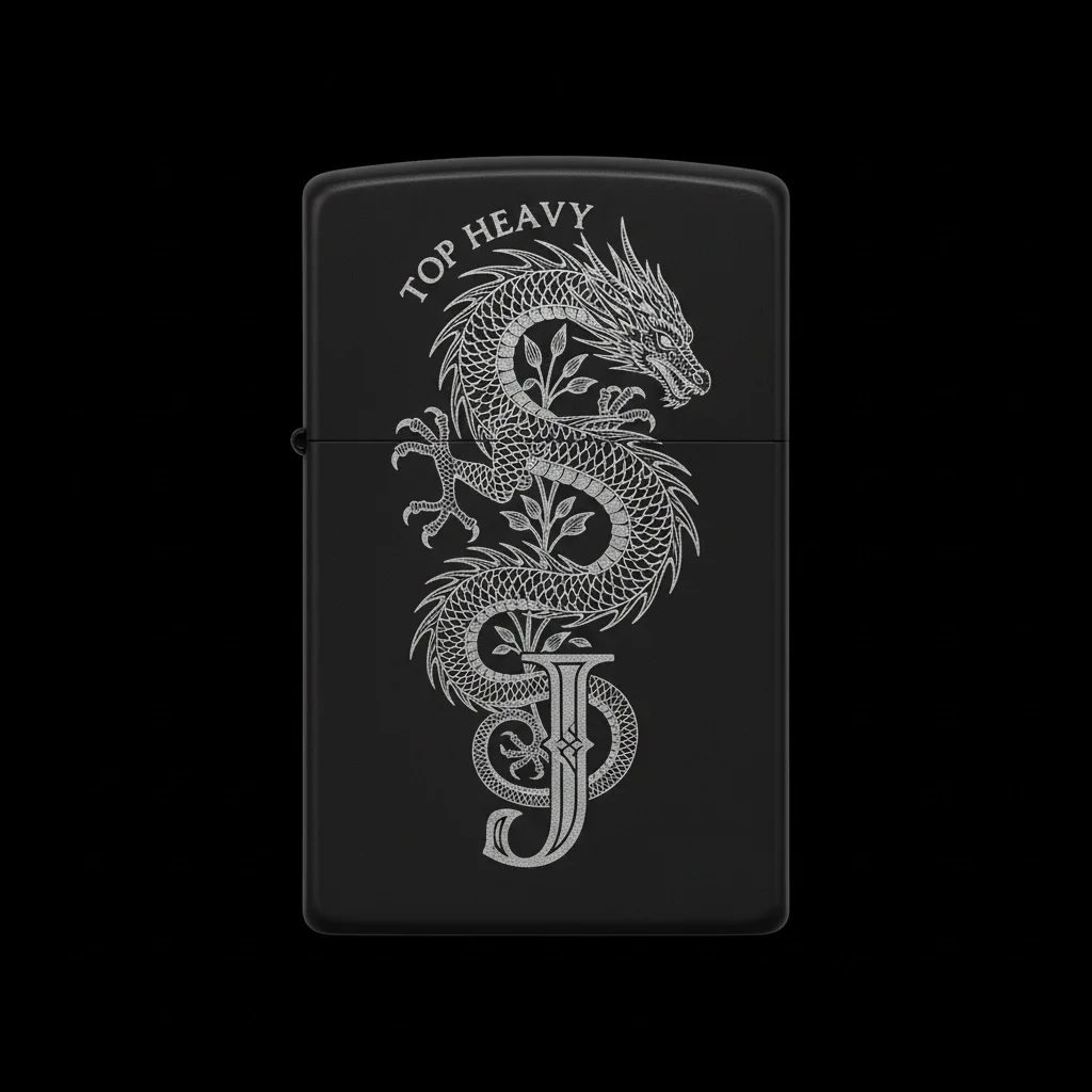 Zippo Ejderha Figürlü J Harfli Tasarım - V5