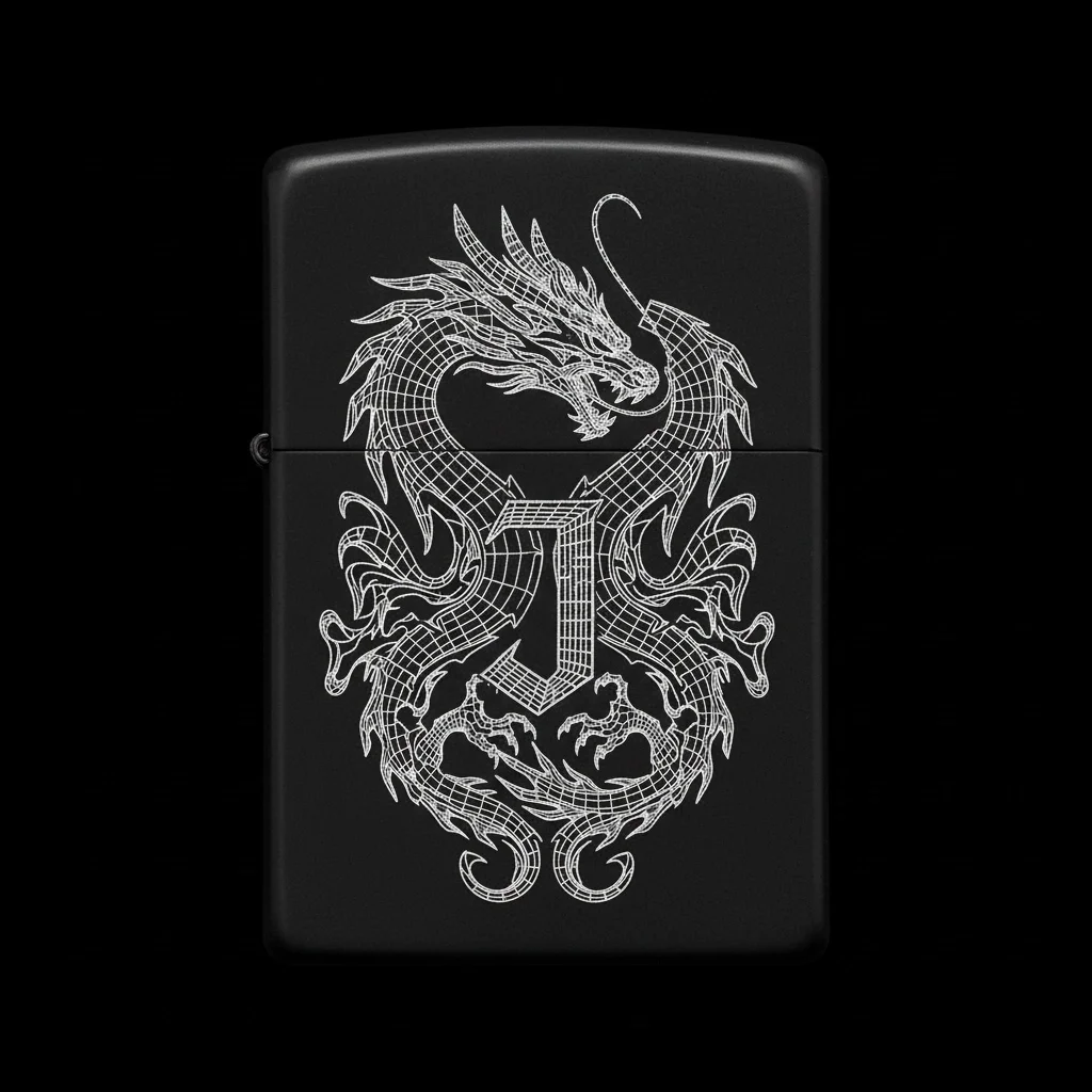 Zippo Ejderha Figürlü J Harfli Tasarım - V59