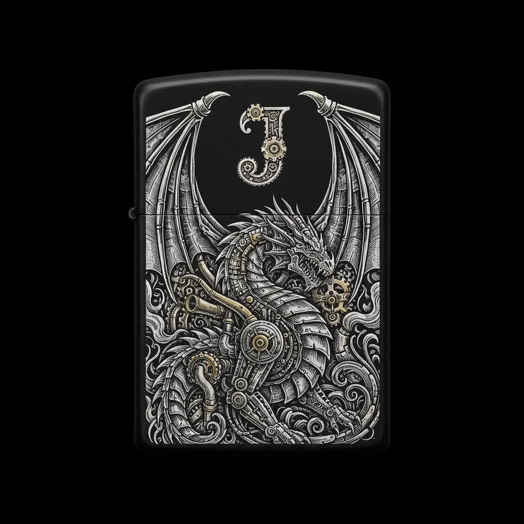 Zippo Ejderha Figürlü J Harfli Tasarım - V61