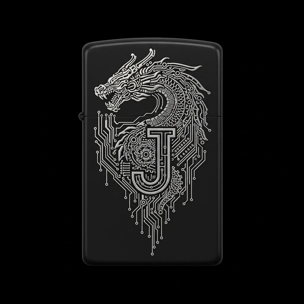 Zippo Ejderha Figürlü J Harfli Tasarım - V64