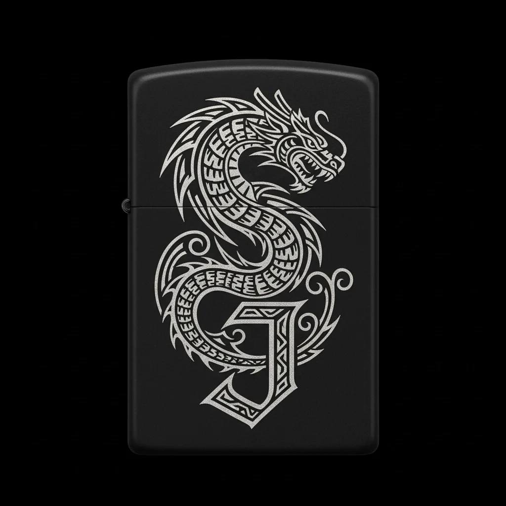 Zippo Ejderha Figürlü J Harfli Tasarım - V73