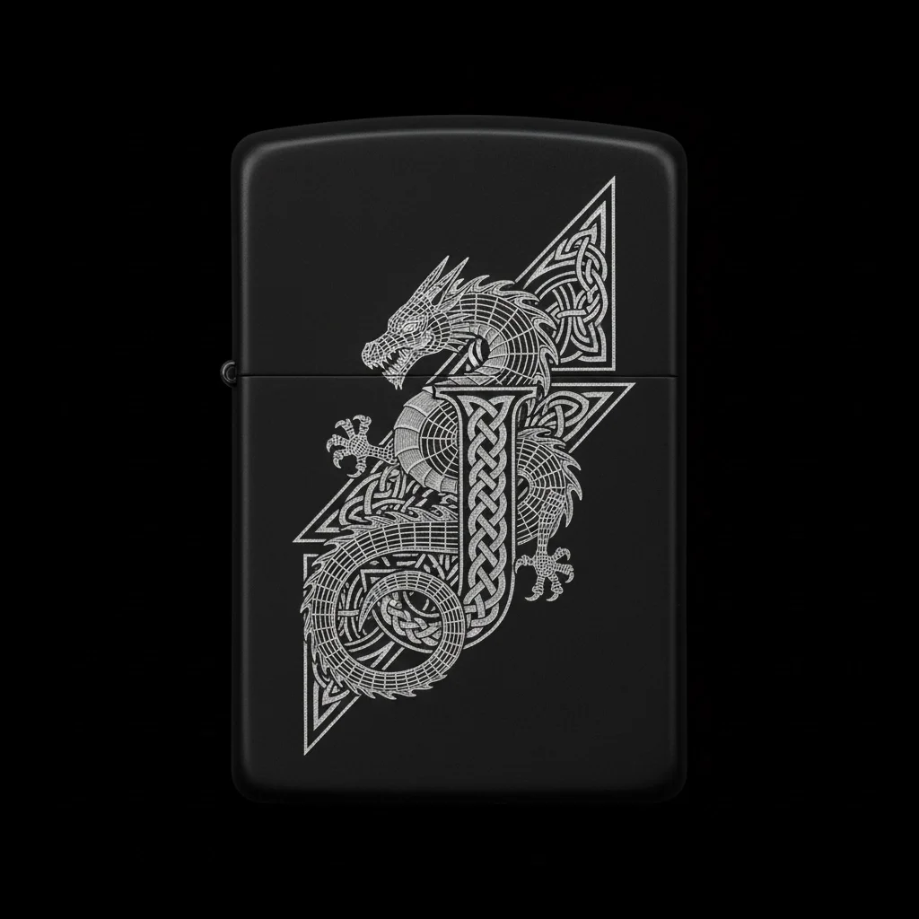 Zippo Ejderha Figürlü J Harfli Tasarım - V74