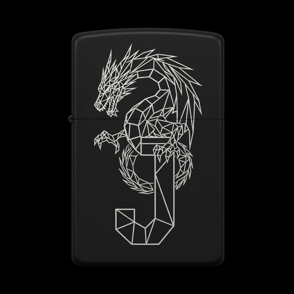 Zippo Ejderha Figürlü J Harfli Tasarım - V78