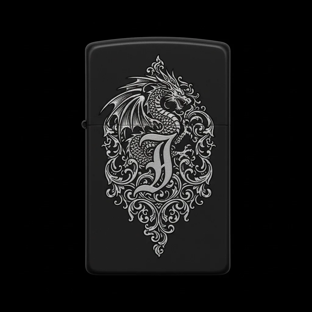 Zippo Ejderha Figürlü J Harfli Tasarım - V79