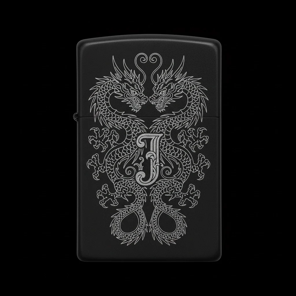 Zippo Ejderha Figürlü J Harfli Tasarım - V84