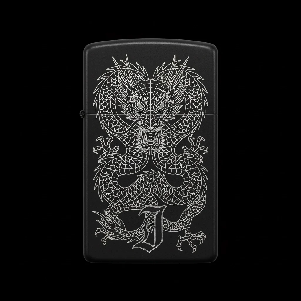 Zippo Ejderha Figürlü J Harfli Tasarım - V85