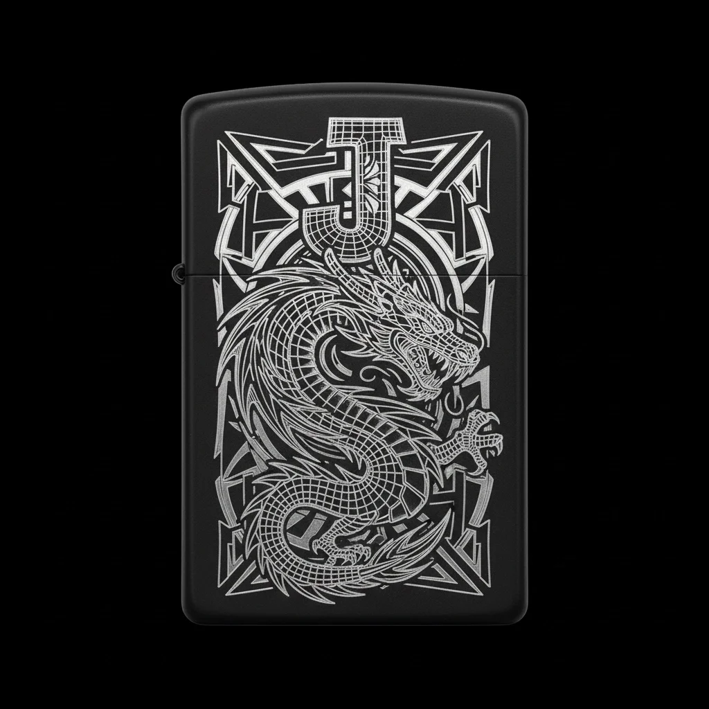 Zippo Ejderha Figürlü J Harfli Tasarım - V86