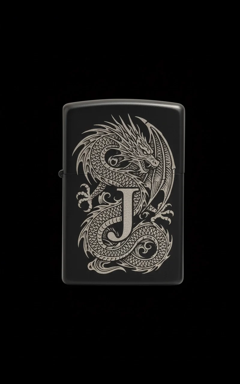 Zippo Ejderha Figürlü J Harfli Tasarım - V90
