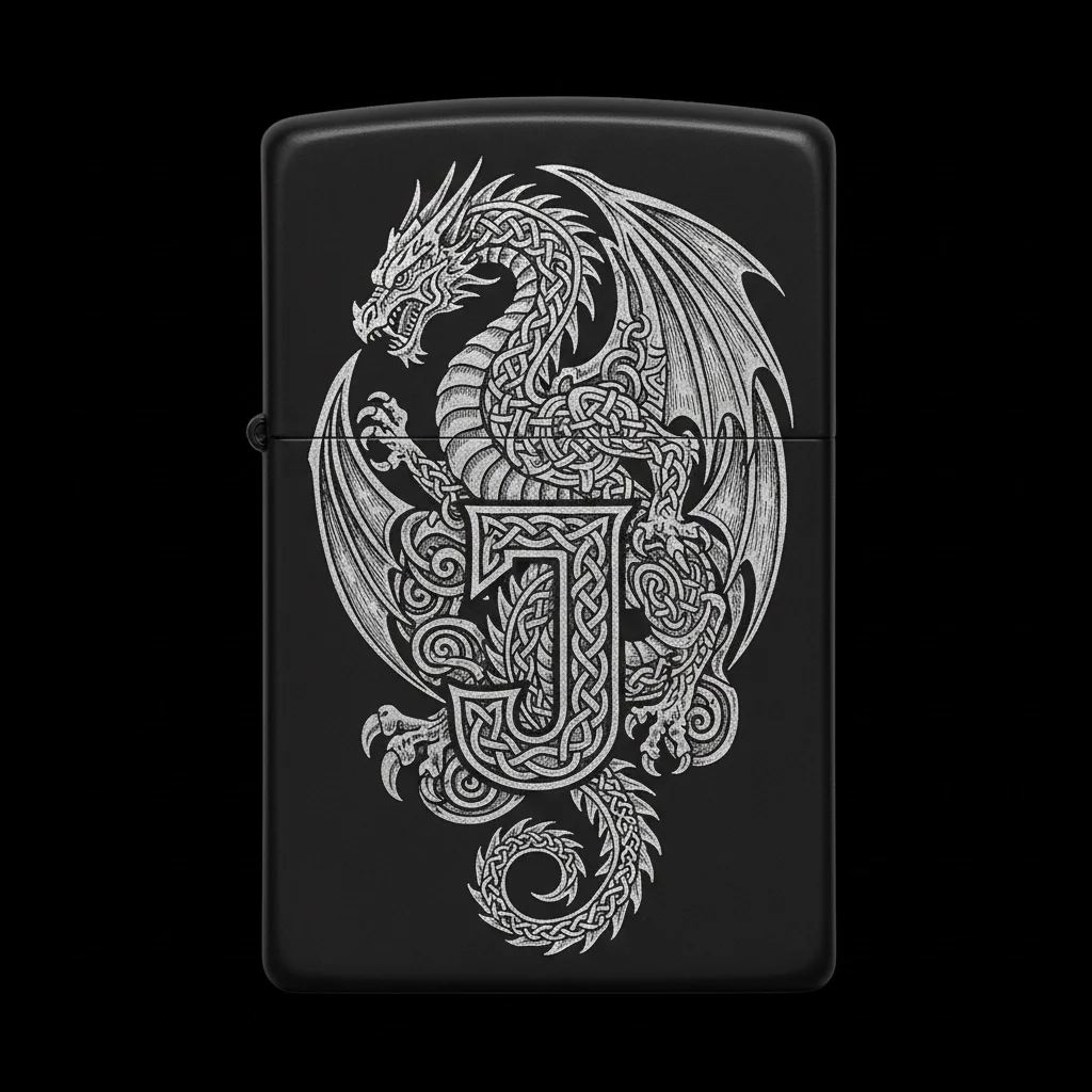 Zippo Ejderha Figürlü J Harfli Tasarım - V91