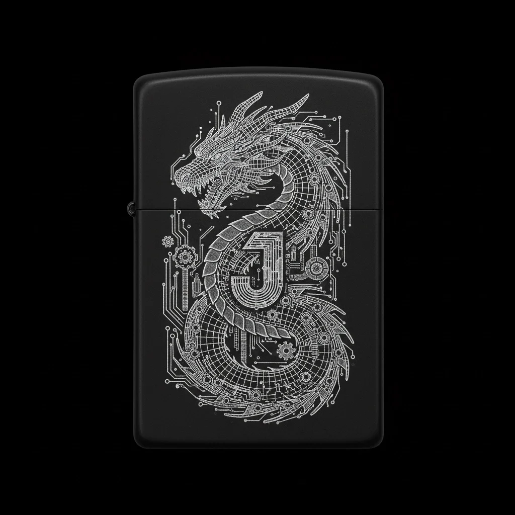 Zippo Ejderha Figürlü J Harfli Tasarım - V92