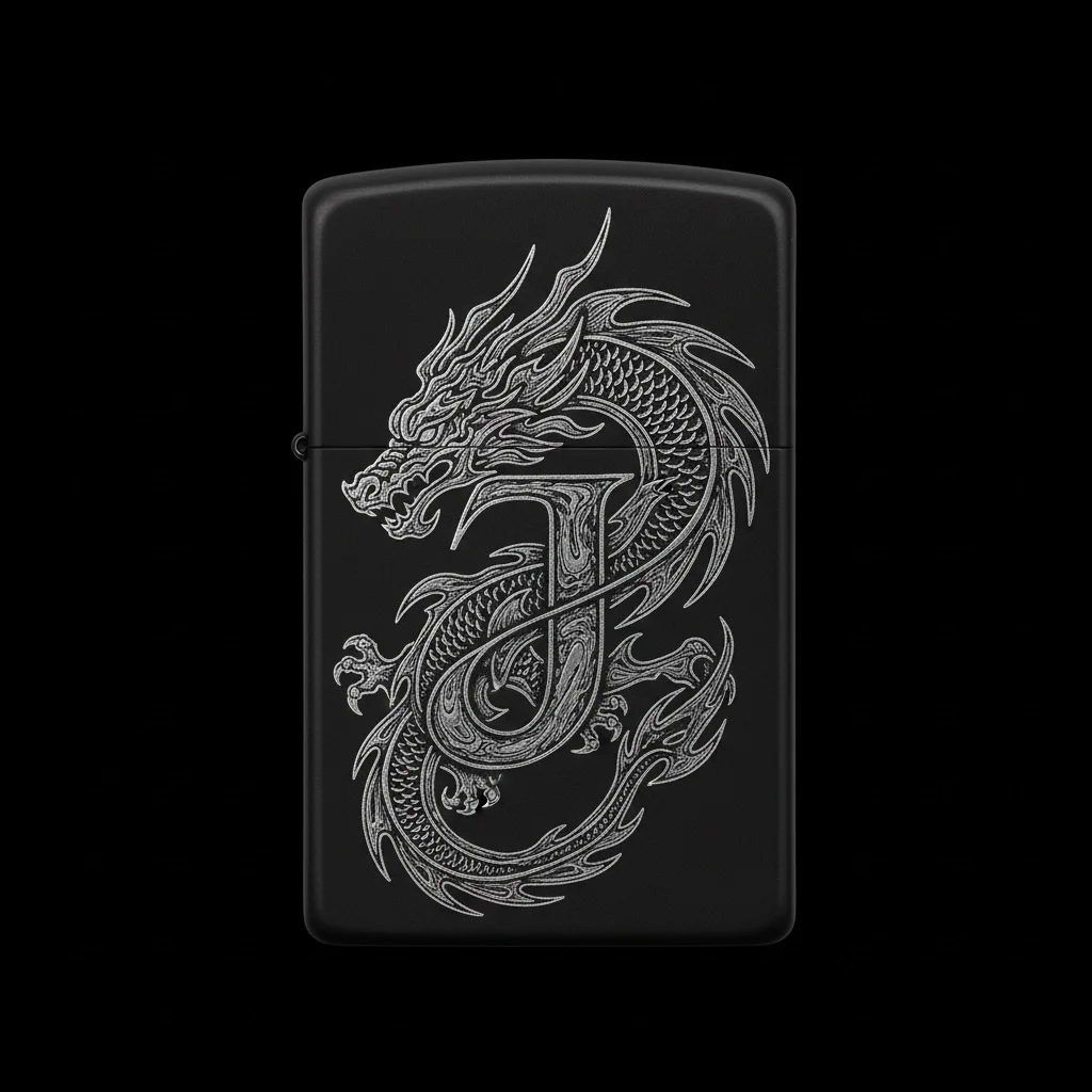 Zippo Ejderha Figürlü J Harfli Tasarım - V96