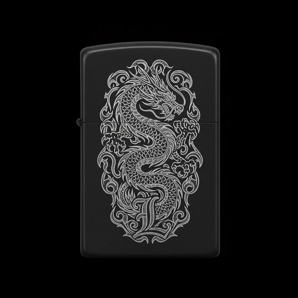 Zippo Ejderha Figürlü L Harfli Tasarım - V1