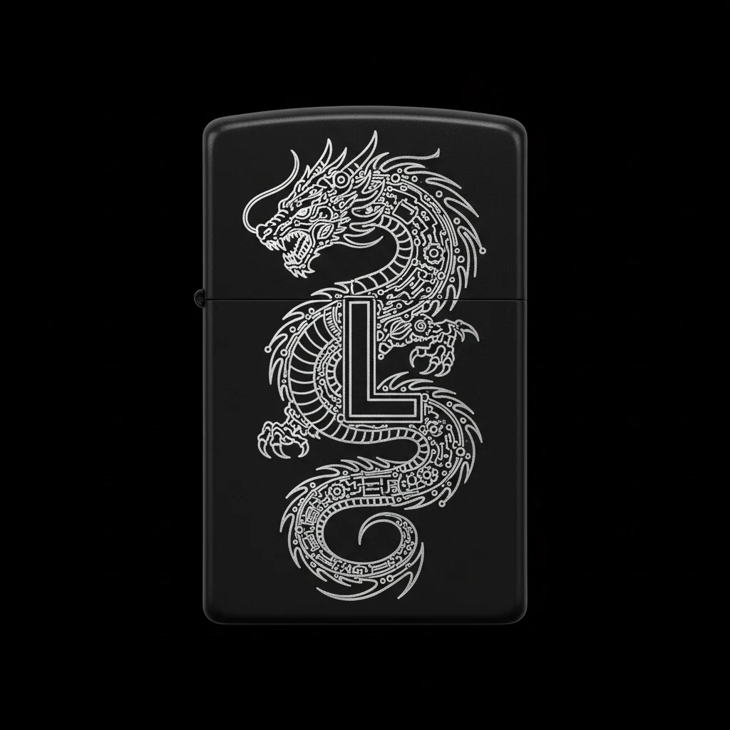 Zippo Ejderha Figürlü L Harfli Tasarım - V15