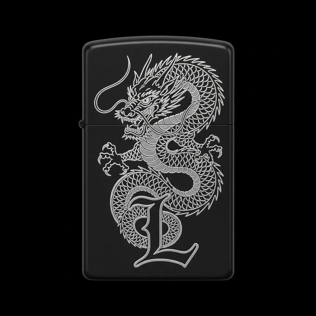 Zippo Ejderha Figürlü L Harfli Tasarım - V17