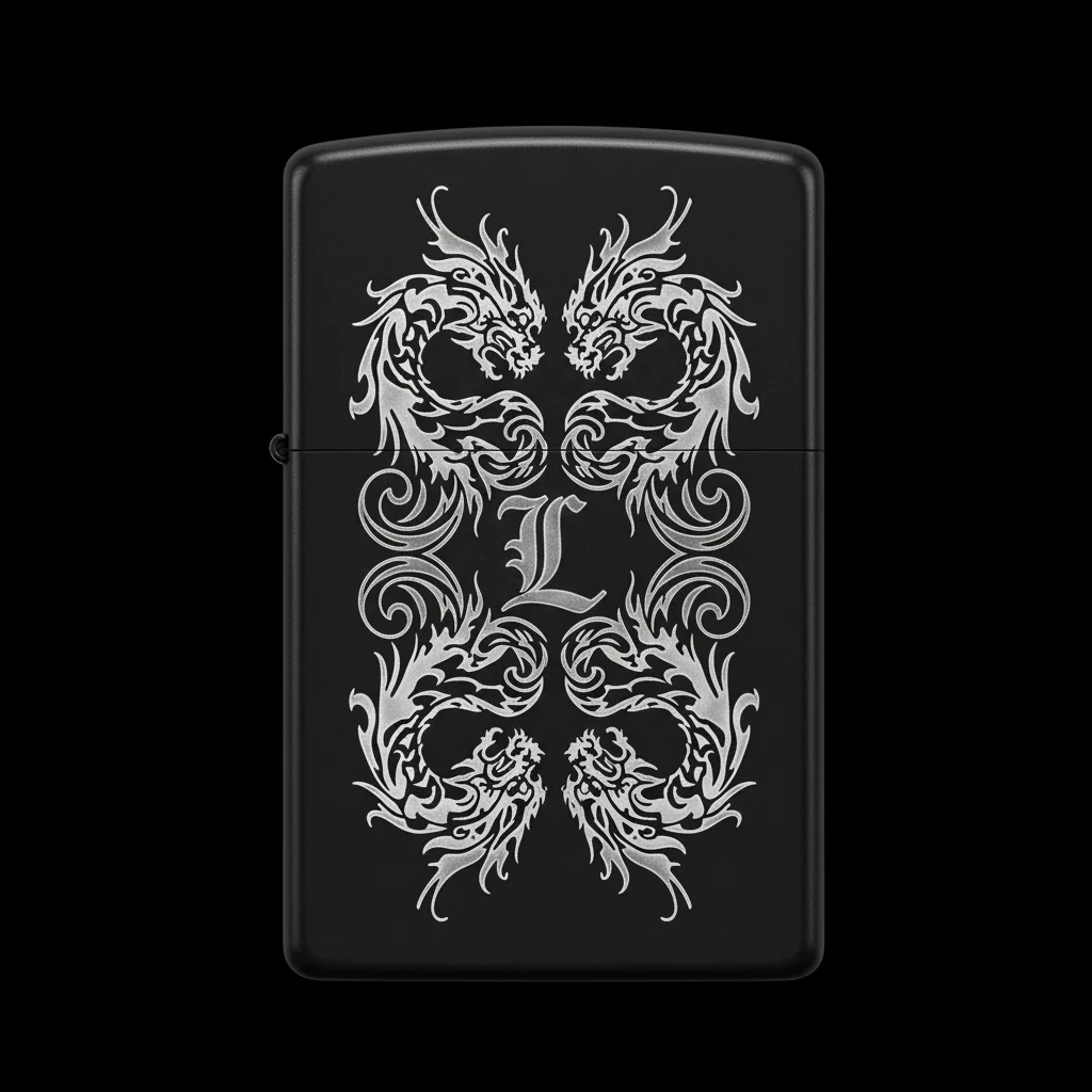 Zippo Ejderha Figürlü L Harfli Tasarım - V2
