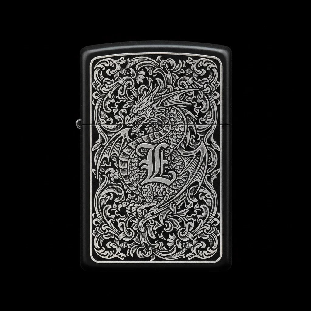 Zippo Ejderha Figürlü L Harfli Tasarım - V20
