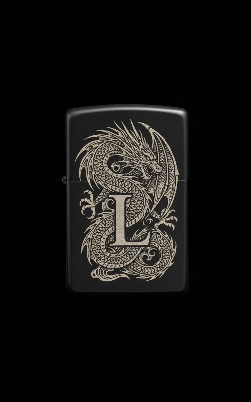 Zippo Ejderha Figürlü L Harfli Tasarım - V23