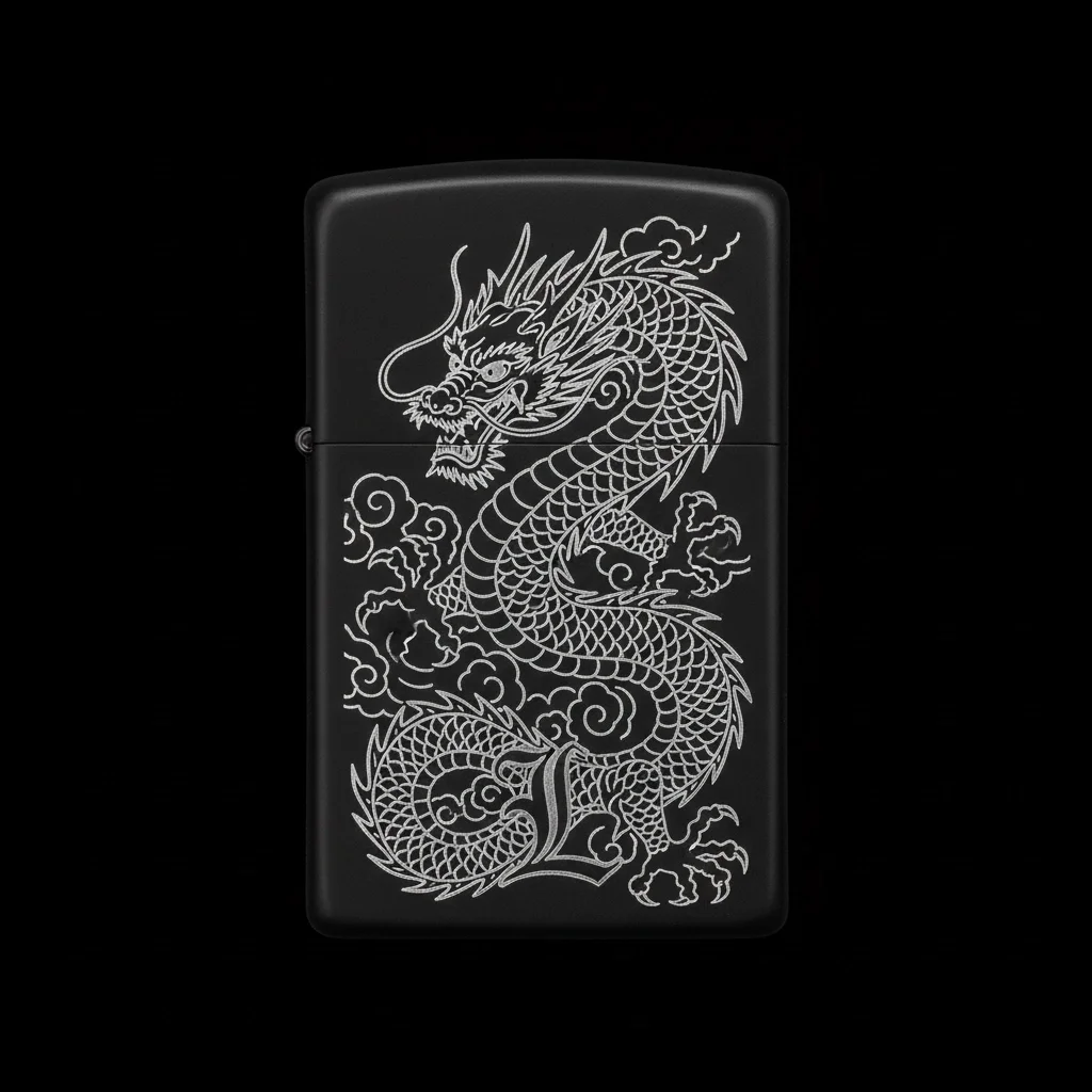 Zippo Ejderha Figürlü L Harfli Tasarım - V26