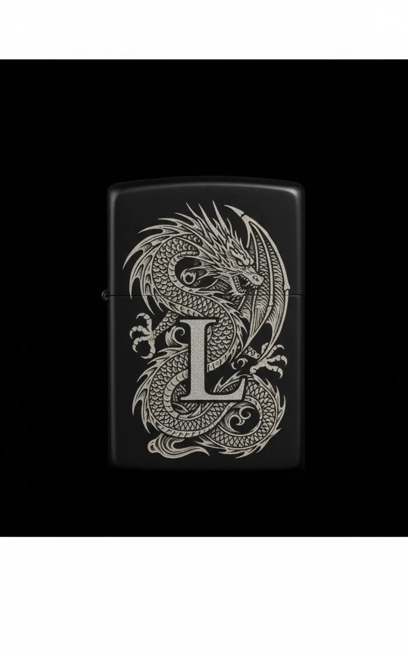 Zippo Ejderha Figürlü L Harfli Tasarım - V27