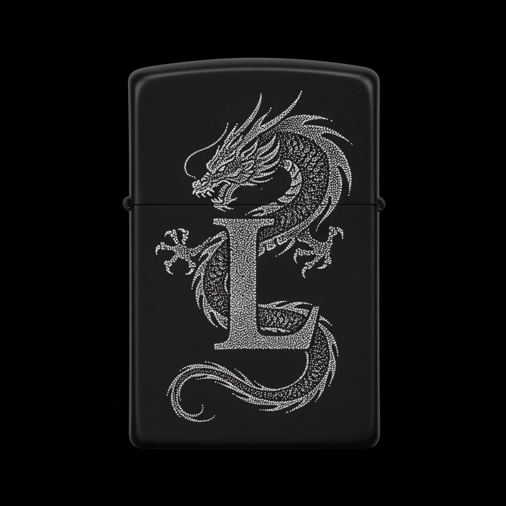Zippo Ejderha Figürlü L Harfli Tasarım - V30