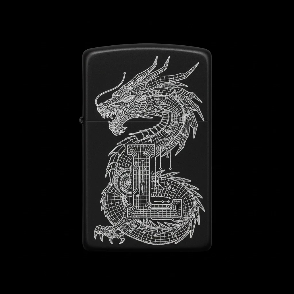 Zippo Ejderha Figürlü L Harfli Tasarım - V33