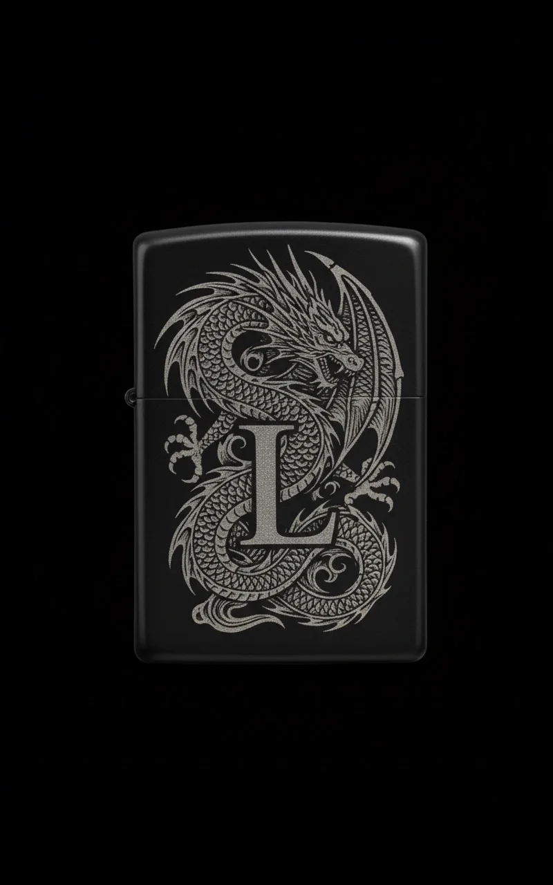 Zippo Ejderha Figürlü L Harfli Tasarım - V34
