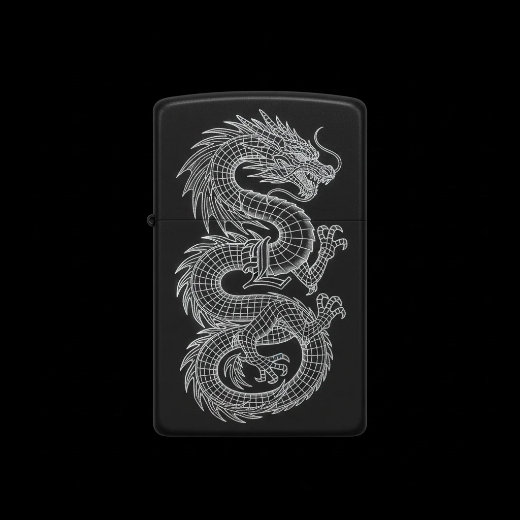 Zippo Ejderha Figürlü L Harfli Tasarım - V35